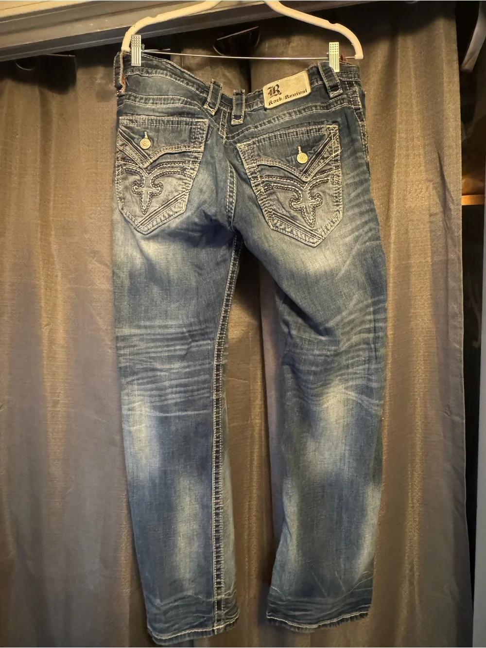 Rock Revival Men’s Distressed Blue Bootcut Jeans